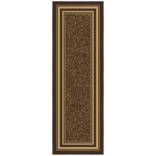 Ottomanson 2x5 Kitchen Rug Runner – Non-Slip Entryway Rug - color: Border Brown, size: 1'8" x 4'5" (Runner)