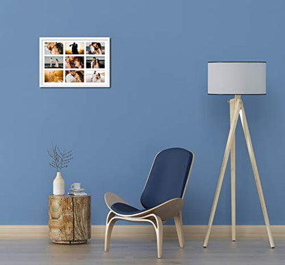 Golden State Art 9-Openings 4x6 White Wood Collage Picture Frame Solid Wood | Fits Nine 4x6 Photos, White Mat, Photo, Art,13.6x19.7 Poster or Print Display, Tempered Glass,White Frame Finish,1 Pack - color: White, size: 1 Pack