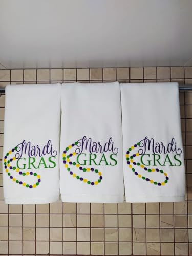 Mardi Gras Carnival Terry Velour Fingertip Towel Set - Quick-Drying, Highly Absorbent, Ultra-Soft, 11 x 18 inches, 3-Pack for Kitchen and Bathroom, Ideal for Gifts and Travel (3, Mardi Gras) - color: Mardi Gras