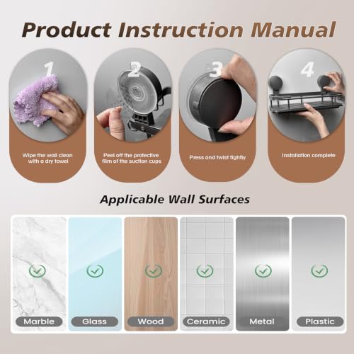 4-in-1 Sink Caddy Sponge Holder wih Strong Suction Cup, Multi-use | Sponge Holder for Kitchen Sink Organizer with Hanging Hooks, Towel Rod, Drip Tray for Sponge, Brush, Scrubber, Scraper