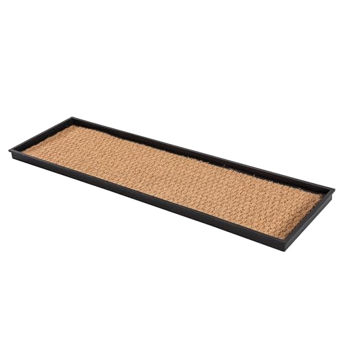 Anji Mountain Heavy Duty Waterproof Rubber Shoe Storage Mat Organizer/Boot Storage Tray Multi Use For Entryway with Coir, Tan Insert , Fits 4 Pair (46.5" Wide) - color: Tan, size: 46" x 14" x 1.5"