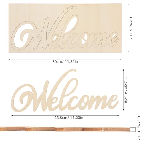 iplusmile 20Pcs Wooden Welcome Sign Wall Decor, Wood Cutout Hanging Art Sign Rustic for Front Door Gallery Home Apartment Kitchen Party Garden Farmhouse Porch, 11.2x4.5 Inch