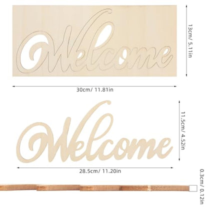 iplusmile 20Pcs Wooden Welcome Sign Wall Decor, Wood Cutout Hanging Art Sign Rustic for Front Door Gallery Home Apartment Kitchen Party Garden Farmhouse Porch, 11.2x4.5 Inch