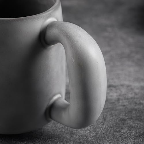 Uaral Ceramic Large Coffee Mugs,Pottery Coffee Mug Set with jumbo handle,Handmade mugs for Coffee,Latte,Milk,Cocoa or Tea,20oz,Set of 2(Dark Gray) - color: Ardoise(Dark Grey)