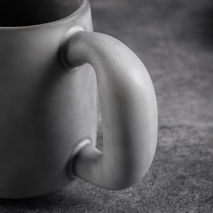 Uaral Ceramic Large Coffee Mugs,Pottery Coffee Mug Set with jumbo handle,Handmade mugs for Coffee,Latte,Milk,Cocoa or Tea,20oz,Set of 2(Dark Gray) - color: Ardoise(Dark Grey)
