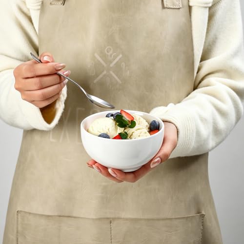 Selamica Ceramic Ice Cream Bowls, 12 oz Small Bowls Set of 6, 4.7 Inch Ceramic Bowls for Dessert, Snack, Fruit, Microwave Dishwasher Safe, White - color: White, size: 12 Oz