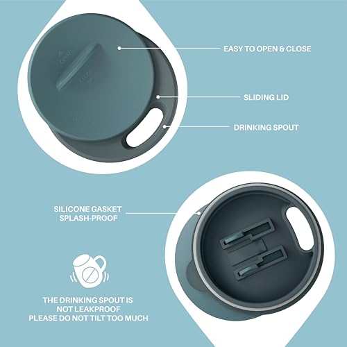 Ideus 16 oz Insulated Coffee Mug with Handle and Lid, Double Wall Stainless Steel Vacuum Thermal Coffee Mug, Travel Coffee Cup Thermal Cup for Home and Office (Eggshell Blue, FUJI DAWN) - color: Eggshell Blue