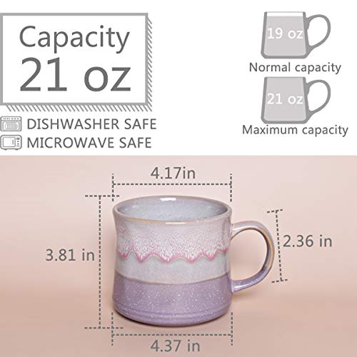 Bosmarlin Large Ceramic Coffee Mug, Big Tea Cup, 7 Colors to Choose, 21 Oz, Dishwasher and Microwave Safe, 1 PCS (Purple) - color: Purple