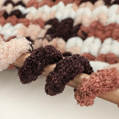 Jumbo Chunky Yarn for Hand Knitting - Super Thick Chenille Chunky Yarn for Crocheting - Extra Soft Bulky Fluffy Blanket Big Yarns 8 Jumbo Pack (27yds,8 oz Each Skein) - color: Cocoa Drif