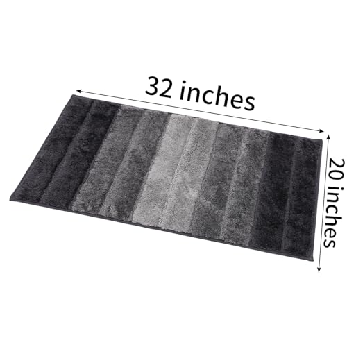 Bath Rug Mat Non Slip,Stripe Indoor Doormat,20"x32" | Small Area Rug,Rubber Backed,Soft microfiber,Absorbent,Machine Washable,Bathroom,Entryway,Kitchen,Hallway - color: Black Stripe1