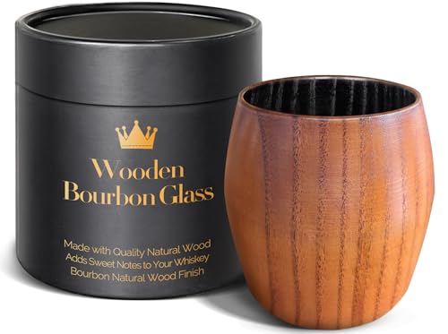 The Original Charred Wooden Bourbon Drinking Glass, Bourbon Gifts for Men | 10 oz Charred Wooden Old Fashioned Glass Whiskey Tumbler Anniversary Birthday Whiskey Gifts for Men, Dad or Brother - color: 1 Pack