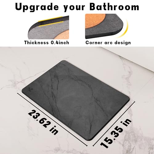 2 Pack Stone Bath Mat,Diatomaceous Earth Shower Mat,Fast-Drying Stone Bathroom Floor Mat,Absorbent Non-Slip Diatomite Mats for Bathtub,Grey Marble - color: Grey Marble-24*16-2 Pack
