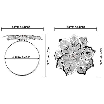 KPOSIYA Hollow Out Flower Napkin Ring Holder Metal Napkin Rings Set of 20 for Wedding Party Holiday Banquet Christmas Dinner Delicate Serviette Buckles Decor Favor (20, Flower-Silver) - size: 20 pcs, style: Silver