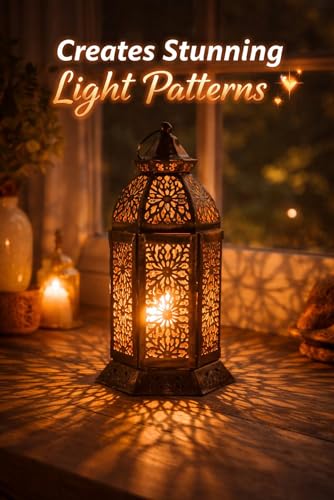 Decorative Metal Lantern Candlestick, Vintage-Style Openwork Lantern, Indoor and Outdoor Tabletop Lantern, Suitable for Home Decoration, Patio, and Ambient Lighting (Small) - size: Small