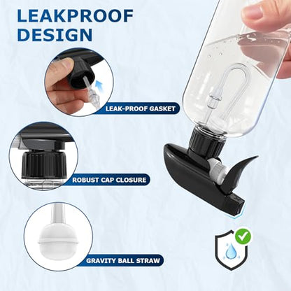Veco 300mL (10oz) 360° Spray Bottles, 2-Pack — Adjustable Nozzle, Leak-Resistant spray bottles for Cleaning, Plants, Hair & Pet Use + Foldable Funnel - size: 10oz 2pcs