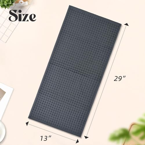 Jacquotha Waffle Hand Towels for Bathroom 2-Piece (Charcoal Blue) | Cotton Quick Dry Lint Free Face Towels 13” x 29” - color: Charcoal Blue