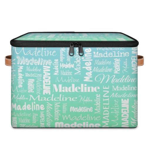 Custom Storage Bin, Personalized Keepsake Box, Bright Blue Green | Foldable Fabric Gradient Large Memory Bin with Handle Lid Lightweight Waterproof Dustproof, 14"L x 10.2"W x 10.4"H - color: Option 3