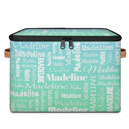 Custom Storage Bin, Personalized Keepsake Box, Bright Blue Green | Foldable Fabric Gradient Large Memory Bin with Handle Lid Lightweight Waterproof Dustproof, 14"L x 10.2"W x 10.4"H - color: Option 3