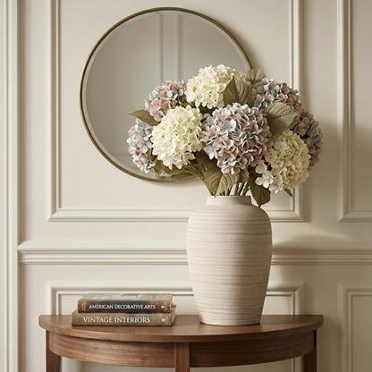 10 Inch Large Ceramic Vase Farmhouse Style Pottery Flower Vase | Handcrafted Rustic Ceramic Vase,Cream Ceramic Vase,Ceramic vases,Farmhouse Vase for Shelf, Living Room - color: E- 10"-retro