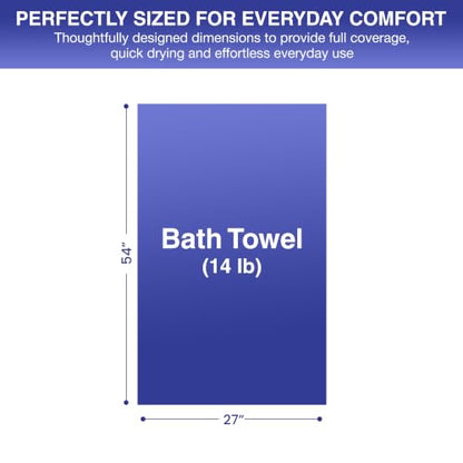 Soft Classic Towel Set - Ultra-Absorbent, Quick-Drying & Durable 4-Piece Towels - Ringspun Cotton Loops for Plush Comfort - Lightweight & Long-Lasting Bathroom Essentials - (White, Bath Towel) - style: Bath Towel-14 lb