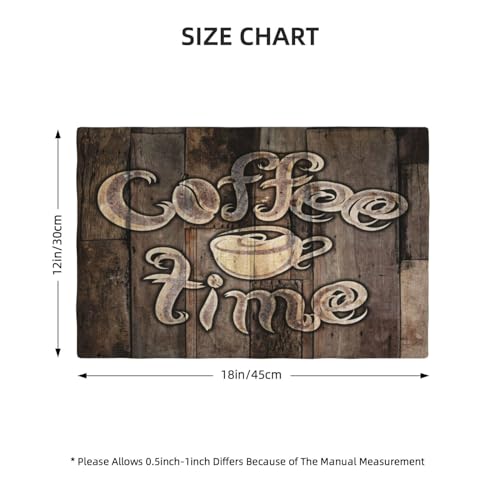 Coffee Place Mats Set of 4,Coffee Time Phrase with A Cup on A Wooden Grunge Background Kitchen Image Placemats for Dining Table 4 PCS, Cafe-1 - color: Cafe-1, size: 12"X18"|4 PCS