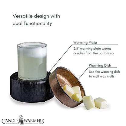 Candle Warmers ETC 2-in-1 Candle and Fragrance Warmer for Warming Scented Candles or Wax Melts and Tarts with to Freshen Room, Primitive Black and Bronze - style: Primitive Black