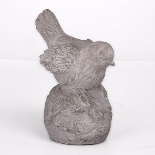 Small Cement Bird Statue, Gray Concrete Finish (4.5 X 3.75 X 7.5 Inches) | Decorative Bird Figurine With A Gray Concrete Finish, Ideal For Patios, Lawns, Yards, Tables, And Outdoor Spaces. - size: 4.50"x3.75"x7.50"H