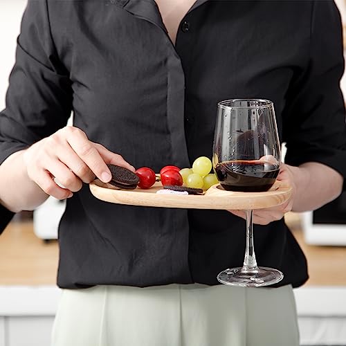 Decent Vrvrge Wine Appetizer Plates 4PCS, Appetizer Plates with Wine Glass Holder, Wood Individual Charcuterie Plates Built-in Cup Hold, Serving Platters Boards for Party, Gatherings, Entertaining - color: Rubber Wood 4pcs