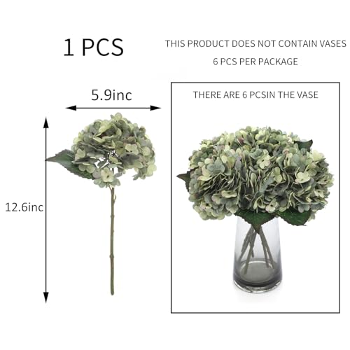 Kimura's Cabin 6pcs Hydrangea Artificial Flowers Fake Hydrangeas,Mint Green | Silk Hydrangea Flower with Stems Faux Flower,Home Table Centerpieces Wedding Bouquets Arrangements Baby Shower Party Decor - color: Mint Green