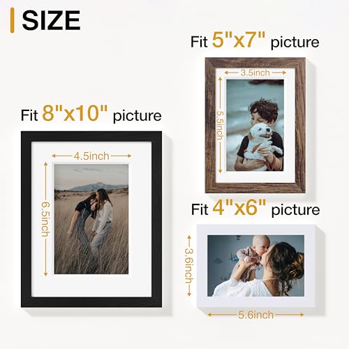 Vittanly 12 Pack Gallery Wall Frame Set, Black, Brown, White | Gallery Wall Frame Set: 4pcs 8x10, 4pcs 5x7 & 4pcs 4x6 Photos for Wall & Table, Picture Frames made of Engineered Wood - color: Black & Brown & White