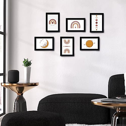 4x6 Picture Frame Black Set of 6 Wooden Photo Frames | 4 x 6 Picture Frame with Plexiglass Fits 4x6 without Mat for Table and Wall Display - color: Black, size: 4x6