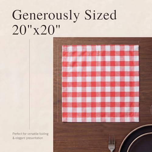 Urban Villa Cloth Napkins Cotton 12x12 (Set of 12) Red - color: 015 Red/White, size: 20" x 20" (Set of 12)