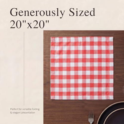 Urban Villa Cloth Napkins Cotton 12x12 (Set of 12) Red - color: 015 Red/White, size: 20" x 20" (Set of 12)