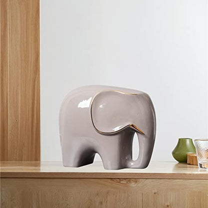Handmade Ceramic Statue Furnishing Animal Ornament Figurine Sculpture for Living Room and Home Bedroom Decoration, Gray S