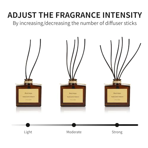 Reed Diffuser, Amber & Moss Essential Oil Diffuser with Dried Flowers, 3.4 oz Scented Oil Air Freshener, Handmade Home Decor, Long-Lasting Room Scent Fragrance for Office, Bathroom | 3.4oz(100ml) Scented Oil Air Freshener, Handmade Home Decor, Long-Lastin