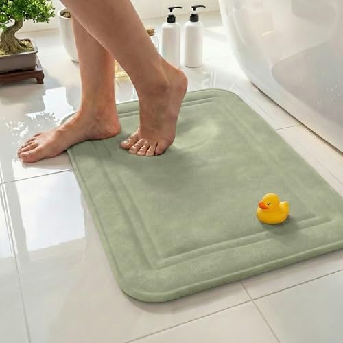 Memory Foam Bath Mat 31x20, Non Slip, Machine Washable, Quick Dry & Absorbent Rugs, Bath Mats for Bathroom Floor, Tub & Shower, Bathroom Rug, Sage Green - color: Sage Green, size: 31 x 20 Inch