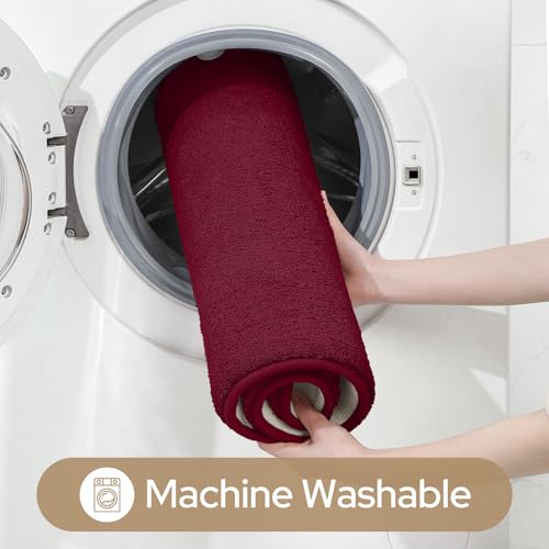 HOMEIDEAS Upgraded Bathroom Rugs Set 3 Piece, Ultra Soft Memory Foam Bath Mats, Super Absorbent Non Slip Washable U-Shaped Toilet Bath Rug (Burgundy Red, 17"x24"+20"x32"+U-Shaped 20"x24") - color: Burgundy Red