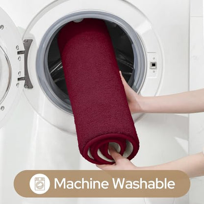 HOMEIDEAS Upgraded Bathroom Rugs Set 3 Piece, Ultra Soft Memory Foam Bath Mats, Super Absorbent Non Slip Washable U-Shaped Toilet Bath Rug (Burgundy Red, 17"x24"+20"x32"+U-Shaped 20"x24") - color: Burgundy Red