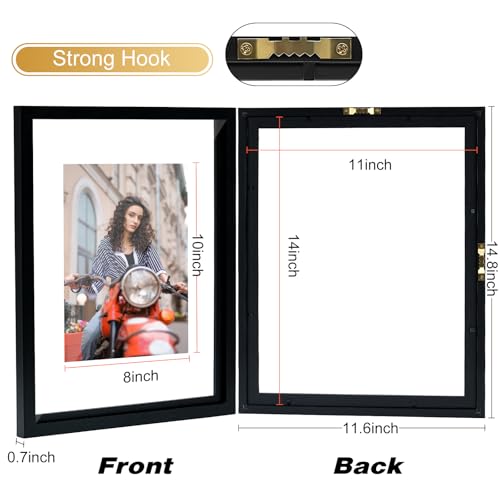 11x14 Floating Picture Frames Set of 2, Black Floating Frame | Double HD Plexiglass Floating Frame for 8x10, 8.5x11 or Full Display 11x14 Picture, Tabletop or Wall Hanging - color: Black