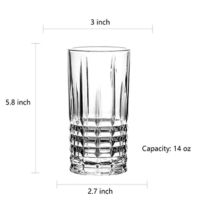 Tall Highball Drinking Glasses Set of 6, Water Glasses, Cocktail Glass 14 oz Clear - style: Style B