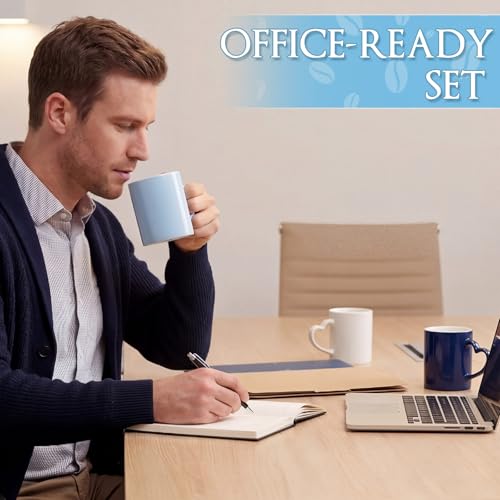 Pickmesh 10oz Coffee Mugs Set of 6, Blue Ceramic Stackable Mugs with Handle, Solid Color Stoneware Coffee & Tea Cups for Home Kitchen, Office, Latte, Cappuccino, Dishwasher Safe - color: Blue, style: Classic