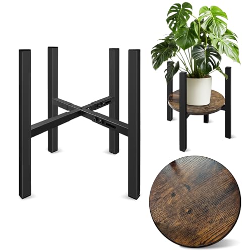 Adjustable Plant Stand, Mid Century Modern Indoor Plants Stands - Fits 8 to 13 Inches Pots - Stable Wood Single Small Plant Stool for Living Room