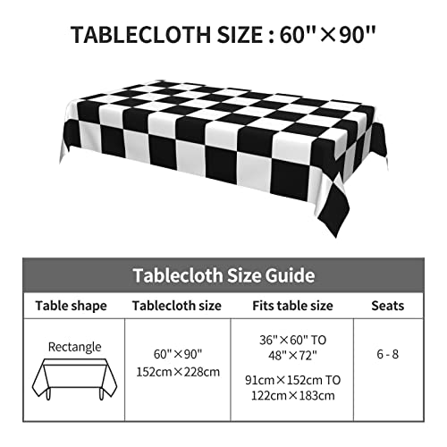 Worltoldb Checkered Polyester Tablecloth, 90" x 60" Rectangular, Water Resistant, Perfect for Dining Table, Kitchen, Wedding, All-Season - color: White12