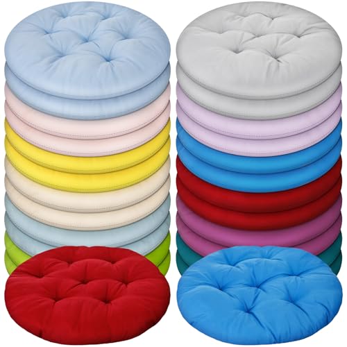 Tinideya 24 Pcs Floor Cushions Classroom,Large 19 Inch,Multi Color | Round Meditation Pillows for Adults Kids, Flexible Seating Nursery Living Room Yoga, Soft Padded Chair Cushion - color: Multi Color, size: Large 19 Inch
