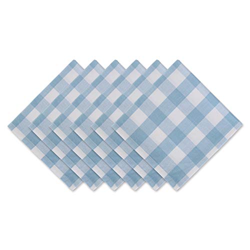 DII Buffalo Check Collection, Classic Farmhouse Cloth Napkin Set, 20x20, Light Blue & White, 6 Piece - color: Light Blue & White, size: 20" x 20" (Set of 6)