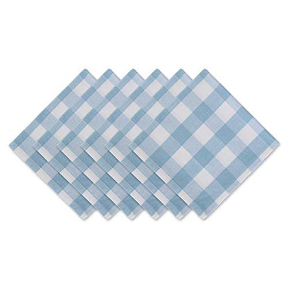 DII Buffalo Check Collection, Classic Farmhouse Cloth Napkin Set, 20x20, Light Blue & White, 6 Piece - color: Light Blue & White, size: 20" x 20" (Set of 6)