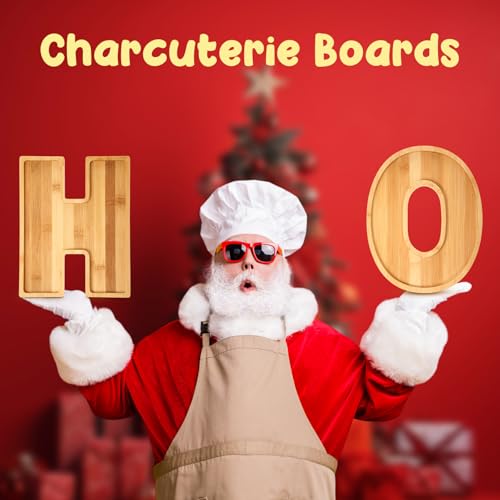 2 Pcs H O Christmas Letters Charcuterie Board Wooden Letters serving Platter Snack Serving Tray for Food Fruit Bread Cake Cookies Candy Christmas Serving Tray for Home Party Decor