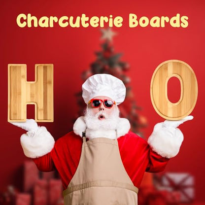 2 Pcs H O Christmas Letters Charcuterie Board Wooden Letters serving Platter Snack Serving Tray for Food Fruit Bread Cake Cookies Candy Christmas Serving Tray for Home Party Decor
