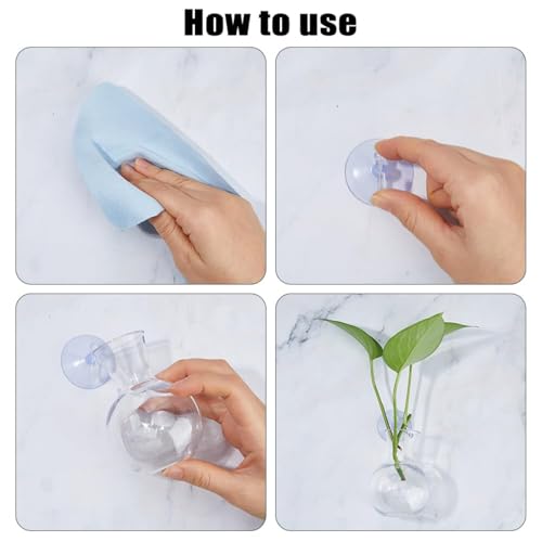 Suction Cup Plant Propagation Bulbs, Wall Hanging Plastic Terrarium Planter, Window Hydroponics Vase Tubes, Easy Install No Nails Plant Station for Home Bathroom Office Living Room Decor Plant Decor