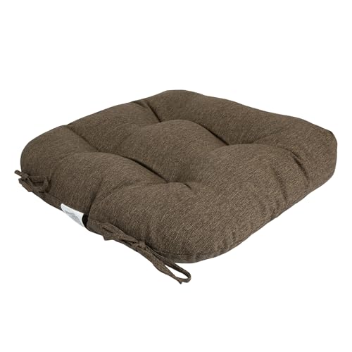 Magpie Fabrics Outdoor Tufted Seat Cushion 19"x19" Set of 2 (Dark Brown) | Waterproof Patio Chair Pads with ties Tatami Floor Pillow for Room Garden Balcony Office - color: Dark Brown